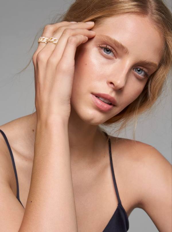 Damske Prstene Michael Kors Precious Metal-Plated Sterling Silver Pavé Curb Link Zlate - Šperky Michael Kors Akcia | DISKV-1870